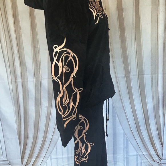 BCBG MAXAZRIA black & peach jogger 80% cotton 20% polyester - Picture 4 of 9